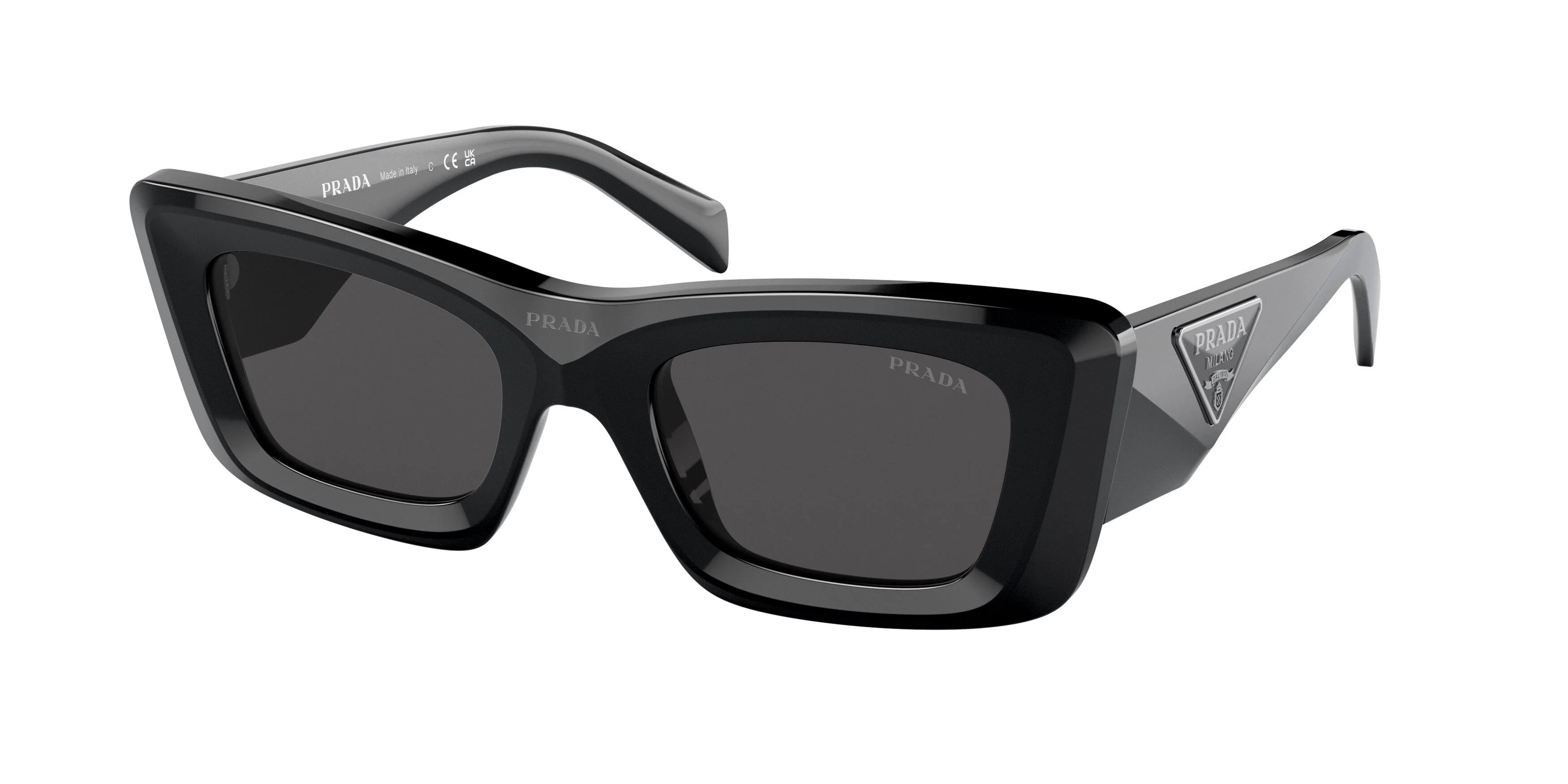 Prada 13ZSF Sunglasses 1AB5S0 - Black - Dark Grey Women Black Cat Eye | Designer Optics