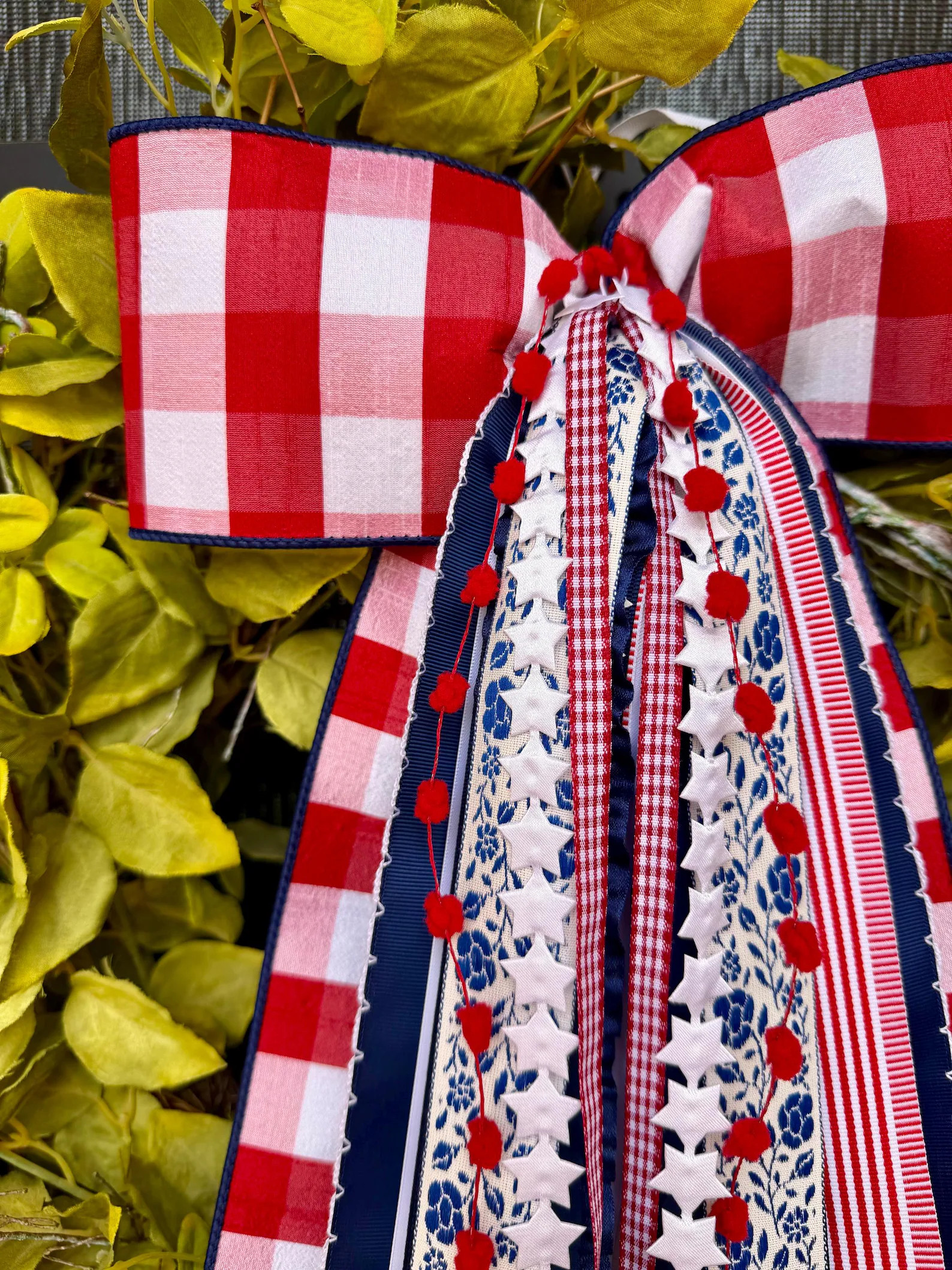 Patriotic Red Check Ribbon Set for Wreath: Summer Decor Bundle | Etsy (Global)