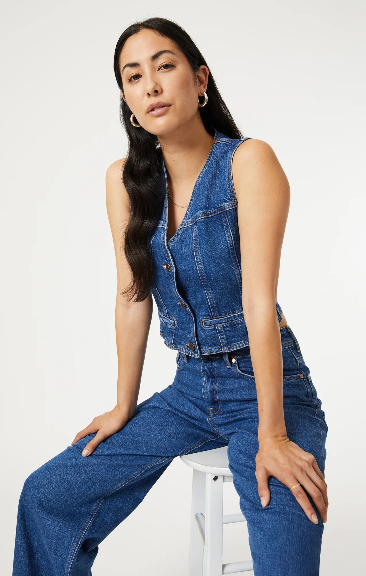 Mavi Women's Merlin Vest In Dark Blue Denim | Mavi CA