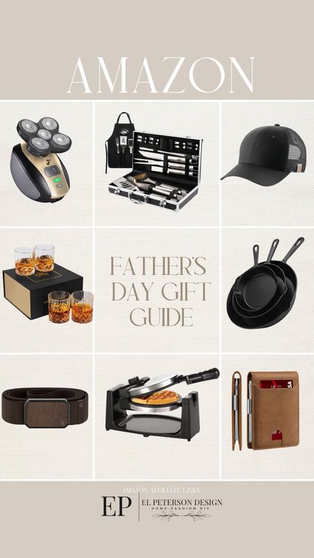 Belt
Wallet
Whiskey glasses
Hair shaver 
Grill tools
Cart iron fry pans
Ball cap
Belgian waffle maker 

#LTKGiftGuide