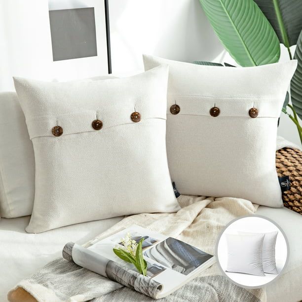 Phantoscope Triple Buttons Cotton Blend Series Farmhouse Square Decorative Throw Pillow Cushion F... | Walmart (US)