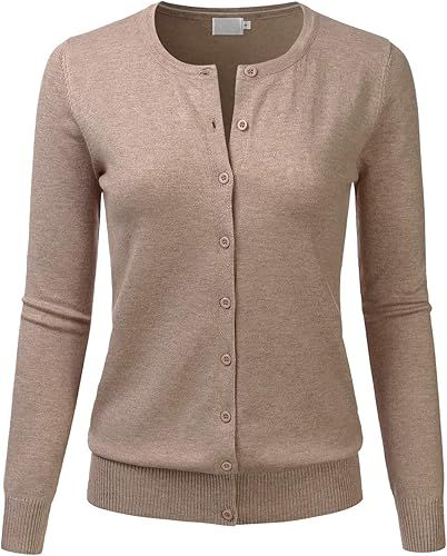 LALABEE Women's Crewneck Long Sleeve Button Down Knit Cardigan Sweater (S-XXL) | Amazon (US)