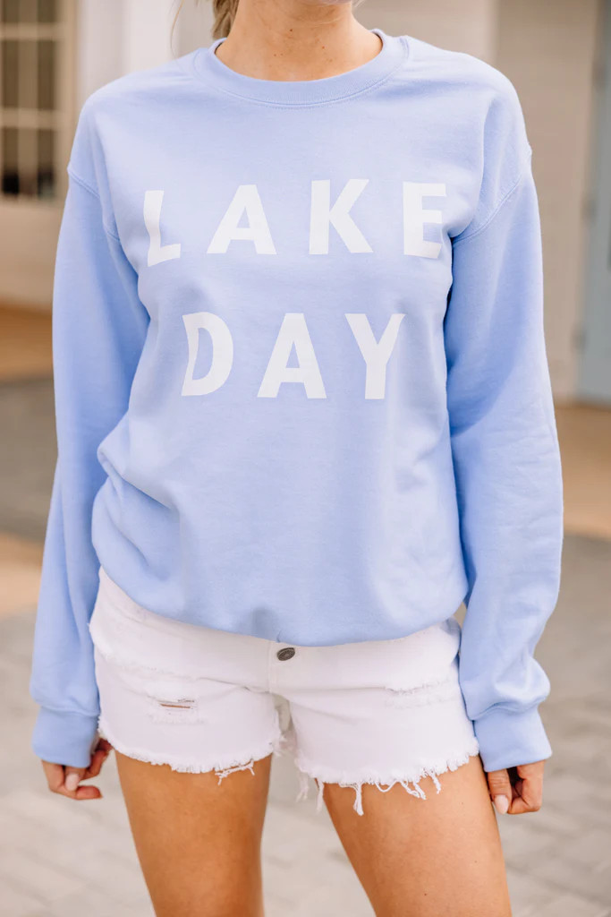 Lake Day Light Blue Graphic Sweatshirt | The Mint Julep Boutique