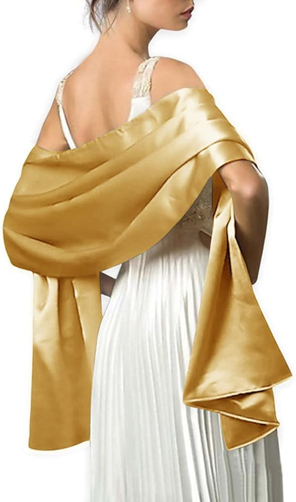 MLMW Shawls and Wraps for Evening Dresses Satin Shawl Wraps for Women Extra Long Wedding Shawls f... | Amazon (US)