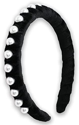 FROG SAC Pearl Headband for Girls, Black Hair Band for Kids, Soft Velvet Girl Headbands, Fancy Br... | Amazon (US)
