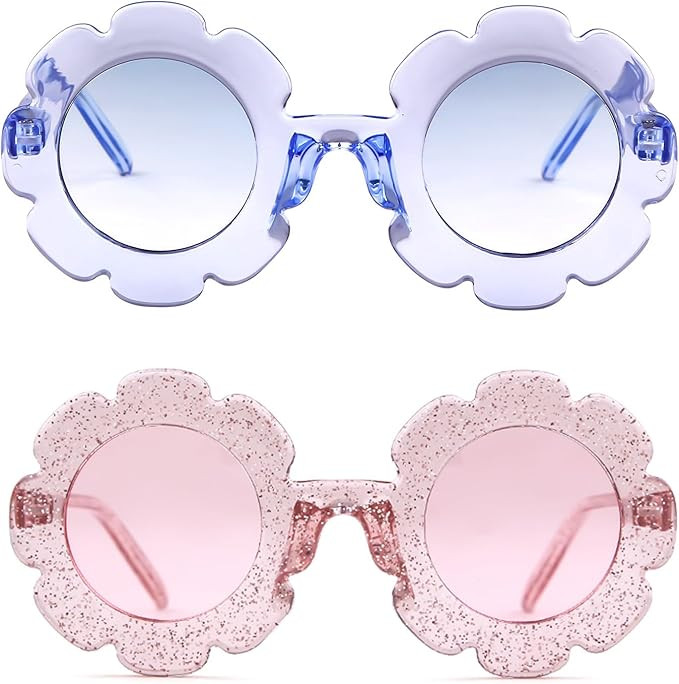 ADE WU Sunglasses for Kids Round Flower Cute Glasses UV 400 Protection Children Girl Boy Gifts | Amazon (US)