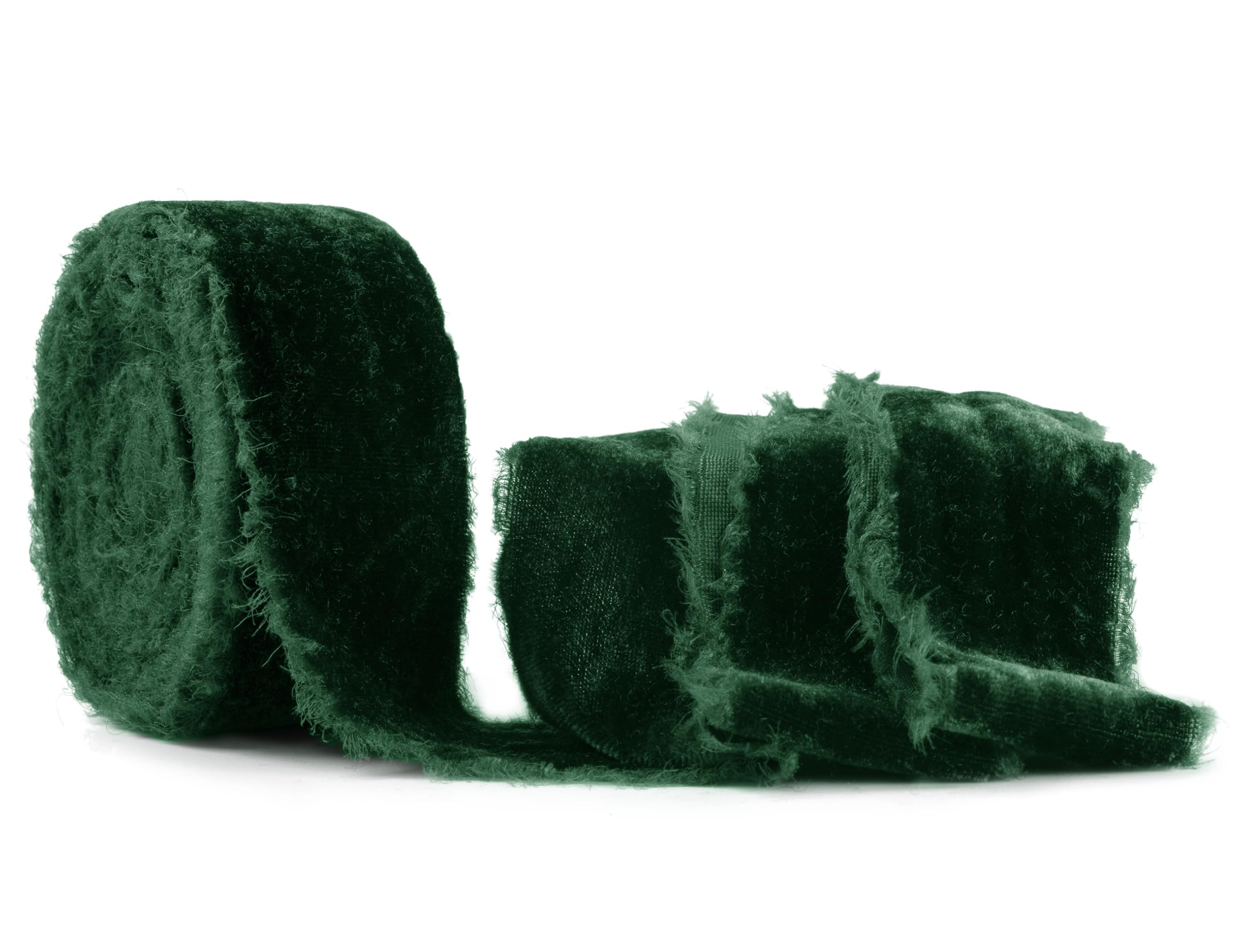 SIMISI RIBBON Dark Green Frayed Velvet Ribbon 1.5 Inch Handmade Vintage Ribbon for Christmas Tree... | Amazon (US)