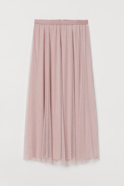 Calf-length skirt in patterned mesh with a high waist, grosgrain waistband and concealed zip at t... | H&M (UK, MY, IN, SG, PH, TW, HK)