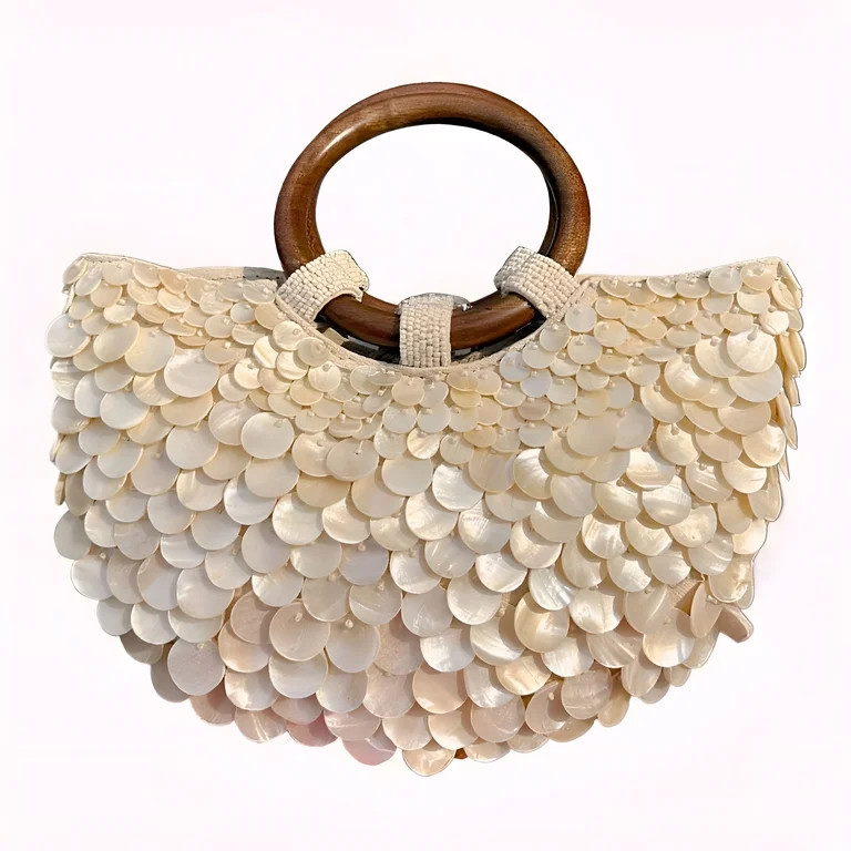 AOMRCOL 2026 New Shell Beaded Clutch Purse for Women Luxury Handmade Top Handle Bag Beach Evening... | Walmart (US)