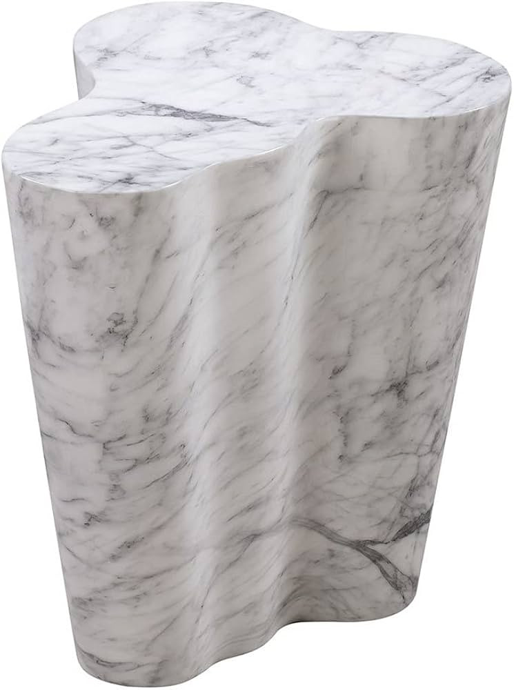 TOV Furniture Modern Slab Living Room Tall Side Table, 22", 22 Inch, White Marble | Amazon (US)