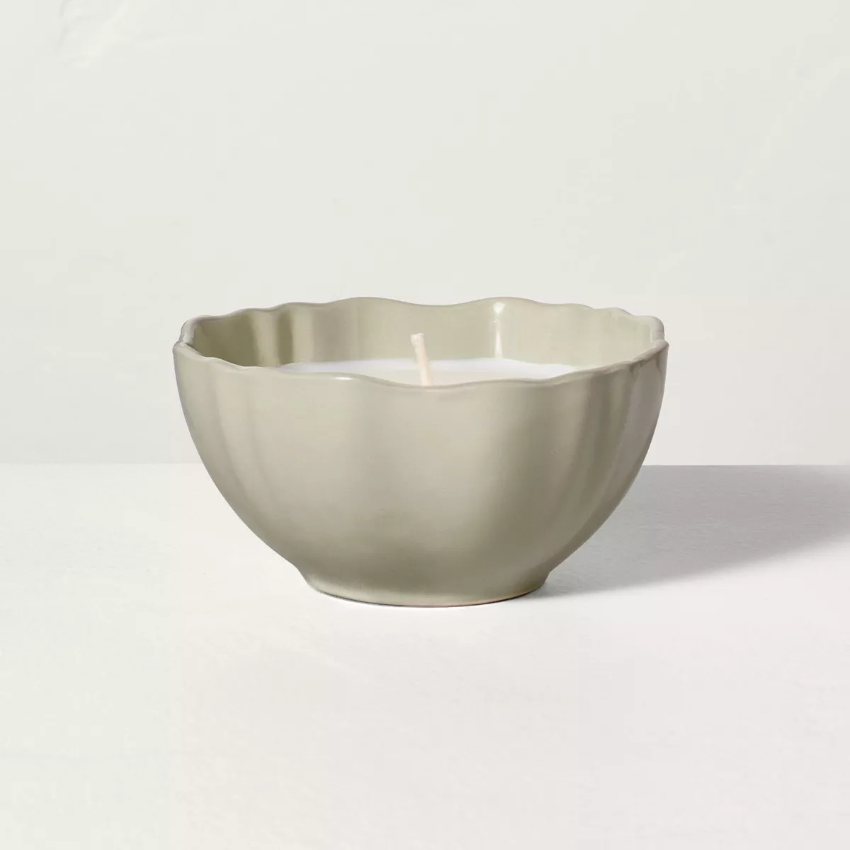 2-Wick Scalloped Ceramic Lemon and Cedar Candle Green 18.4oz - Hearth & Hand™ with Magnolia | Target