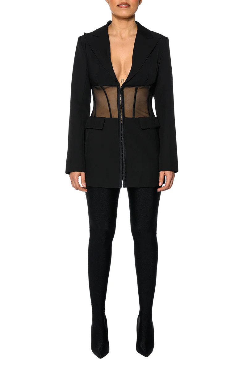 GILDED-BLAZER BLACK CORSET BLAZER | Azalea Wang