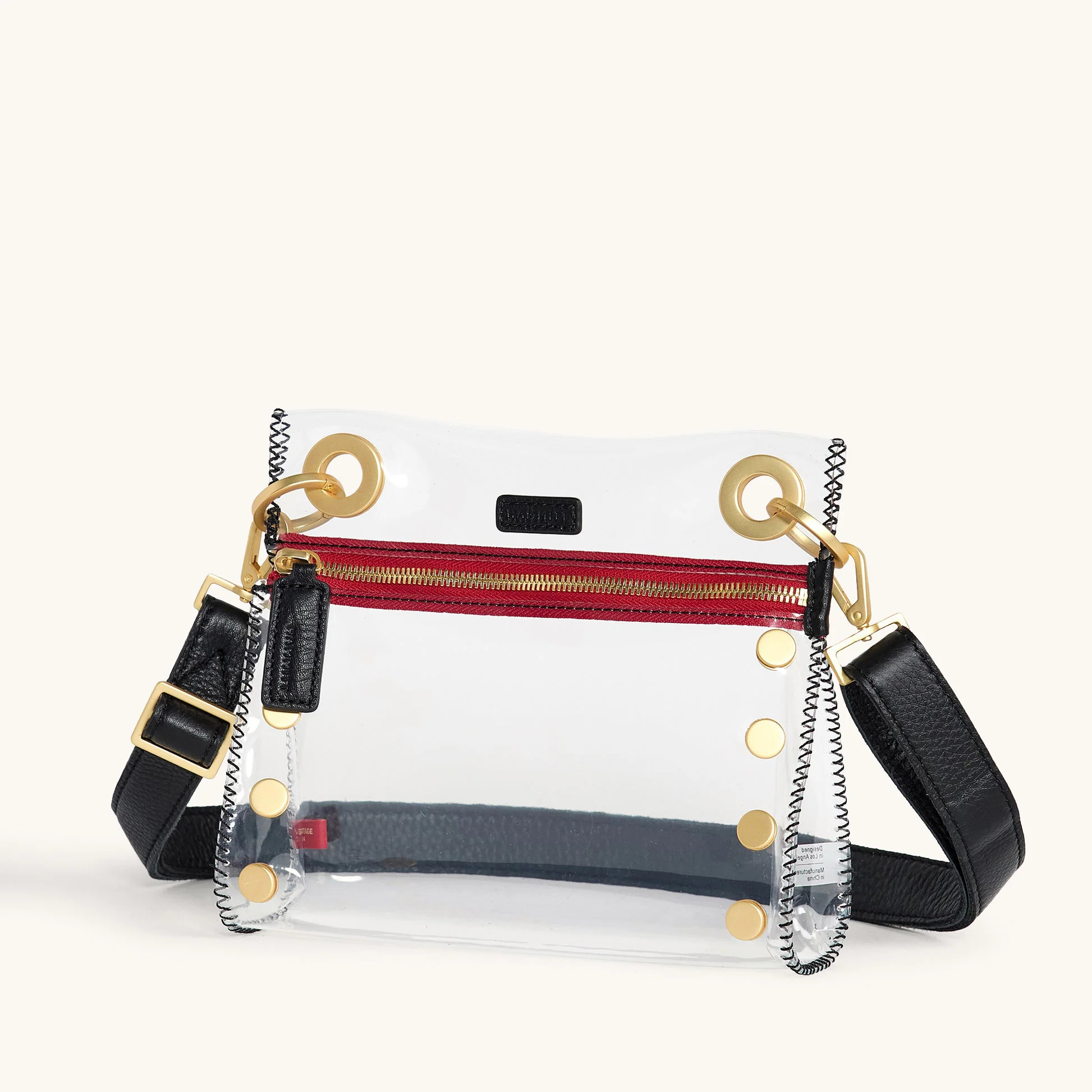 Tony Small - Black-BG-Red Zip Crossbody Clear Bag (Stadium Bag) | Hammitt | Hammitt (US)