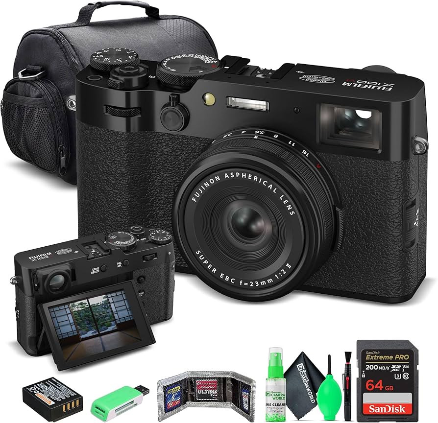 FUJIFILM X100VI Digital Camera (Black) (16821913) + 64GB Card + Card Reader + Carrying Case + Mem... | Amazon (US)