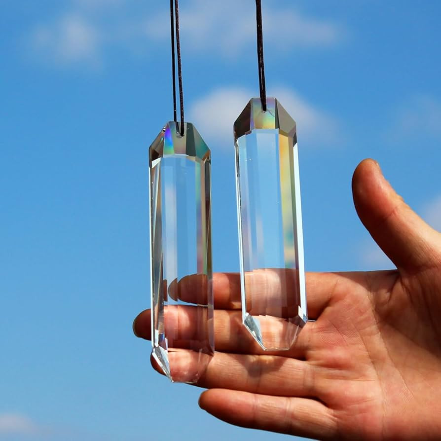 2PCS 5" Large Crystal Sun Catcher Prisms, STINO Hanging Suncatchers with Glass Prism, Rainbow Mak... | Amazon (US)