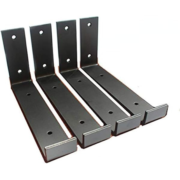 Shelf Brackets 6 Pack Heavy Duty Floating 7.25"L x 6.0"H x 1.5"W Black Metal Shelves Wall Mounted Ru | Amazon (US)