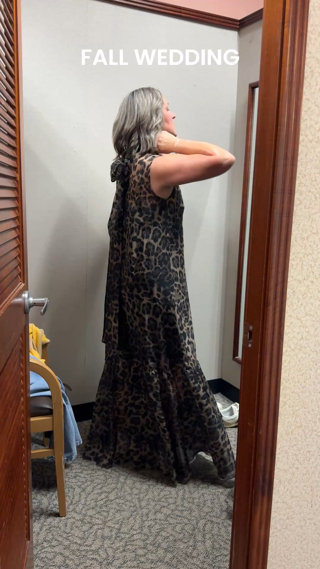 Mother of the groom fall wedding dress. I got so many compliments on this animal print dress. True to size, also the way the dress drapes you can fit in one size smaller as well.