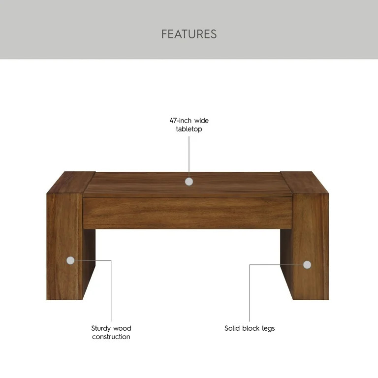 Better Homes & Gardens Ezra Oversized Coffee Table, Walnut | Walmart (US)