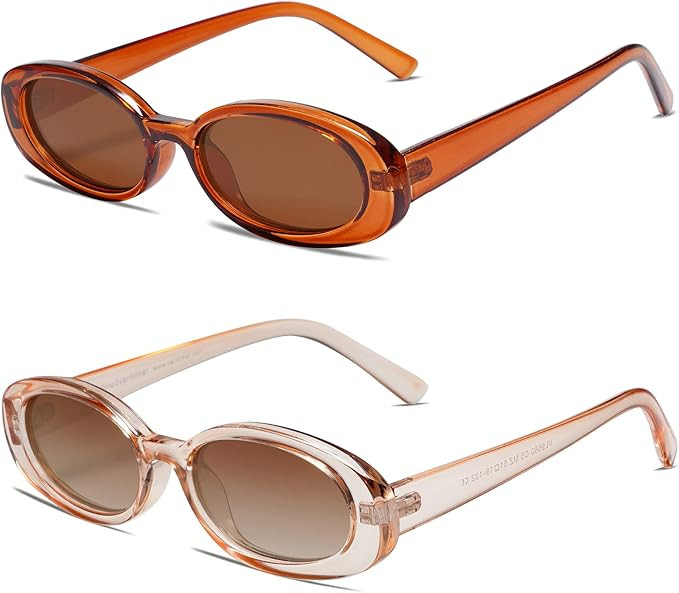 VANLINKER Polarized Retro Oval Sunglasses for Women and Men Small 90s Style VL9580 | Amazon (US)
