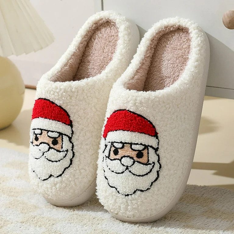 Honeeladyy Christmas Reindeer Slippers for Womens Mens Plush Warm Santa Claus Slippers Fuzzy Hous... | Walmart (US)