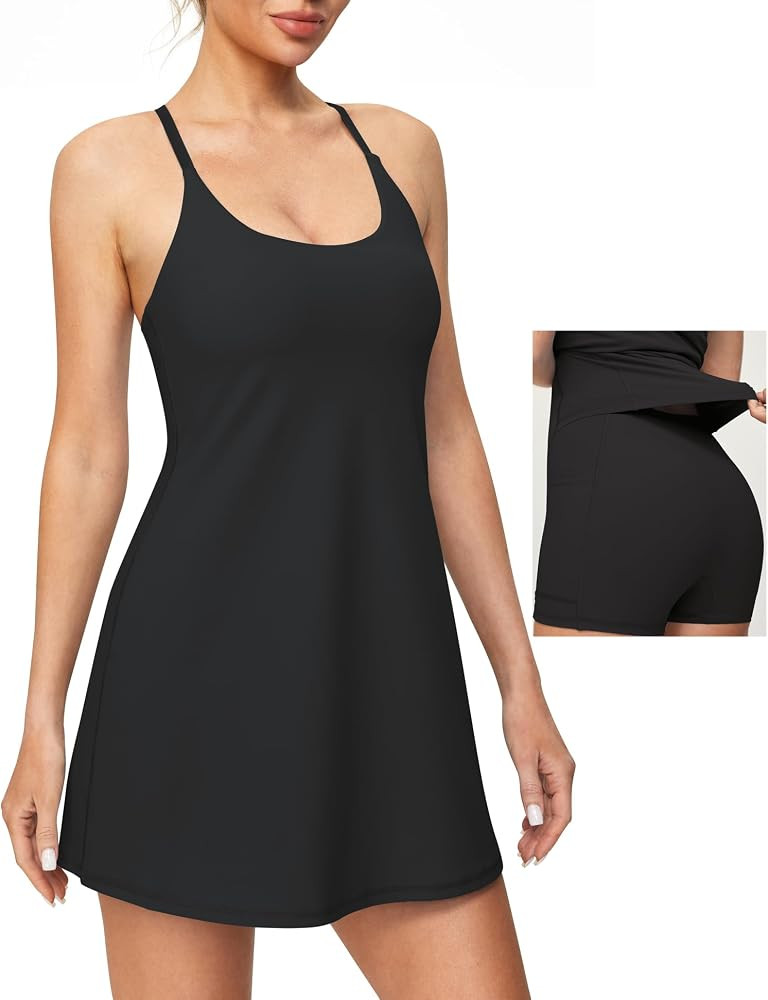 Heathyoga Womens Athletic Dress Easy Peasy Tennis Dress with Shorts Underneath Workout Active Gol... | Amazon (US)