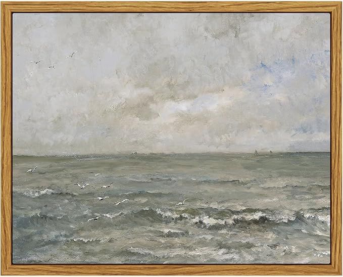 VIYYIEA Ocean Landscape Framed Wall Art, Seascape Vintage Paintings Art Decor Aesthetic, Canvas P... | Amazon (US)