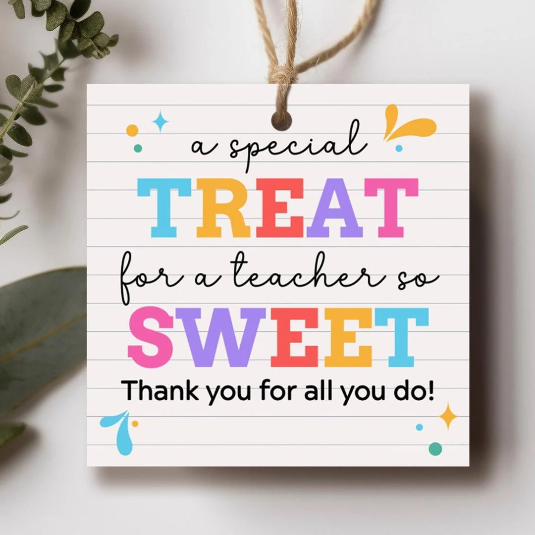 Teacher Sweet Treat Tag, Teacher Appreciation Tag, Teacher Appreciation Thank You Tag, Teacher Co... | Etsy (US)
