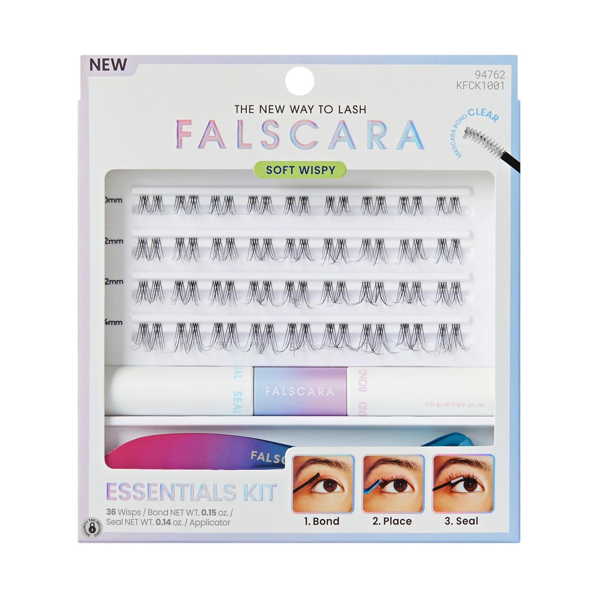 KISS FALSCARA Clear Band False Eyelashes, Lash  Extension Kit, 36 Lash Clusters | Walmart (US)