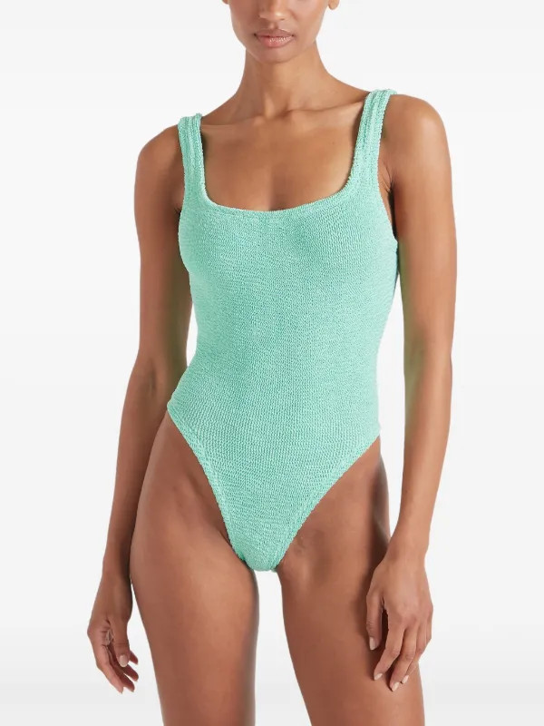 Hunza G Square Neck Swimsuit | Green | FARFETCH | Farfetch Global