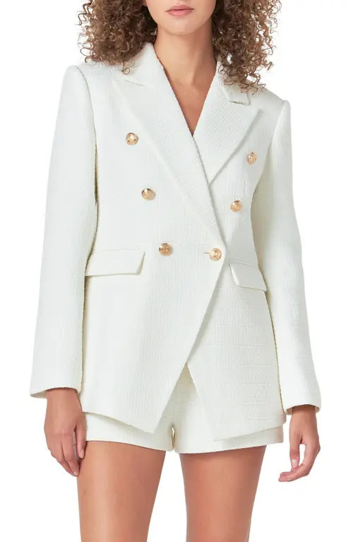Endless Rose Tweed Blazer in White at Nordstrom, Size Small | Nordstrom