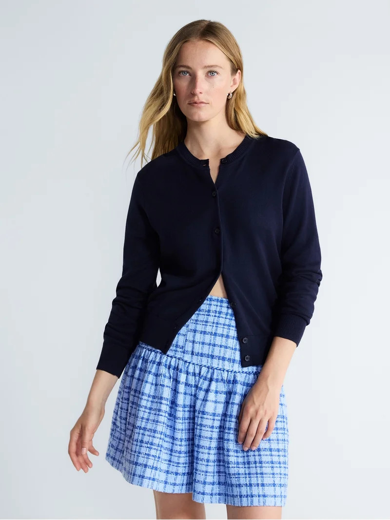 Free Assembly Women's Classic Cardigan Sweater with Long Sleeves, Lightweight, Sizes XS-XXL | Walmart (US)