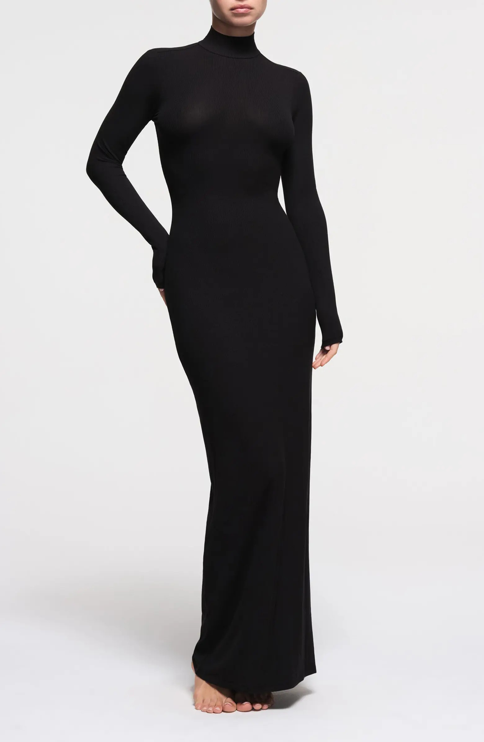 SKIMS Soft Lounge Mock Neck Long Sleeve Maxi Dress | Nordstrom | Nordstrom