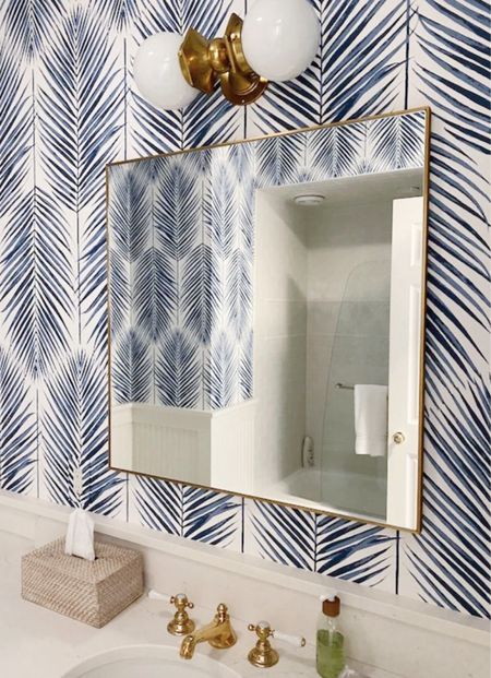 Powder room decor, wallpaper faucet and mirror 

#LTKHome #LTKStyleTip #LTKFindsUnder100