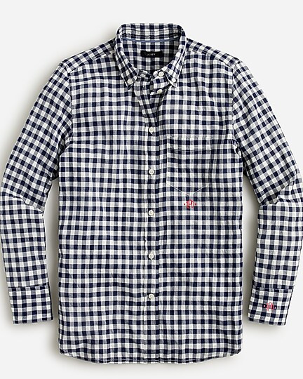 Classic-fit shirt in crinkle gingham | J. Crew US
