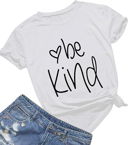 Be Kind T Shirts Women Cute Graphic Blessed Shirt Funny Inspirational Teacher Fall Tees Tops | Amazon (US)