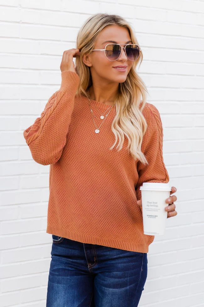 Last Reason Orange Boatneck Cable knit Sweater FINAL SALE | The Pink Lily Boutique