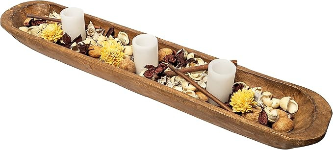Decorative Wooden Dough Bowls Decor 30 Inch, Wood Long Dough Bowls Large, Wooden Dough Bowls Long... | Amazon (US)