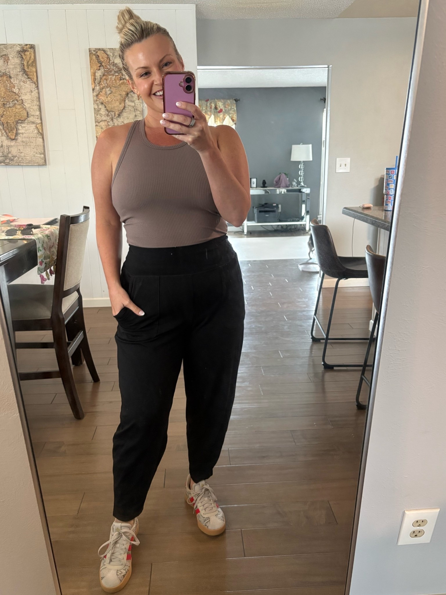 Love these high waisted joggers from Old Navy! Top is from @Fabletics and feels so high end! Size M in both.

Joggers. Ribbed tank. Adidas. Casual Outfit. Errands Outfit. Cute Mom Outfit

#LTKgrwm #LTKootd #LTKdayinmylife