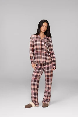 Mocha Plaid Pajama Set | Crickle Daisy