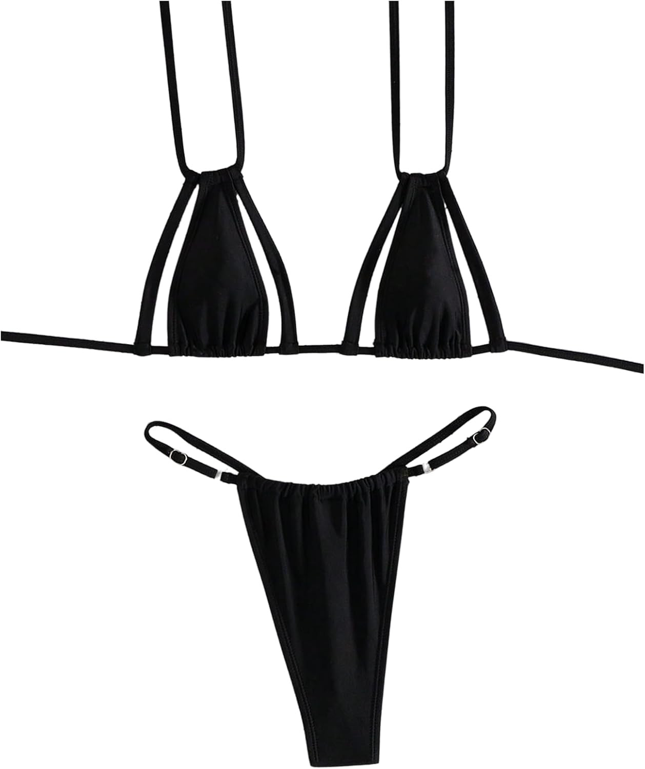 SHENHE Women's Sexy Cutout Mini Bikini Set G String Thong Triangle Halter Swimsuits 2 Piece | Amazon (US)