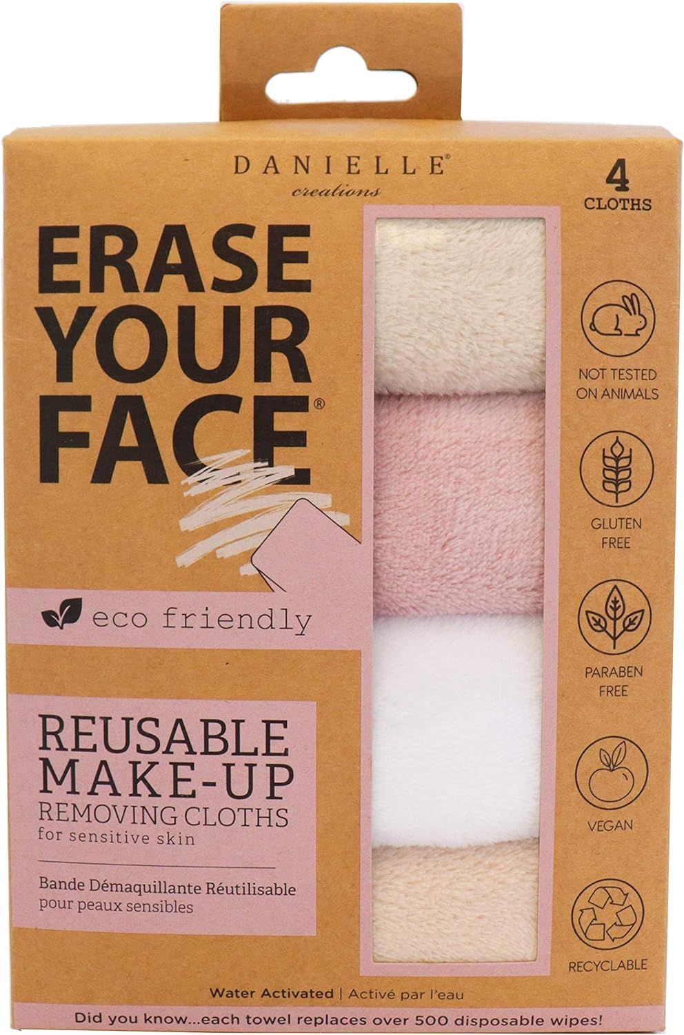 ERASE YOUR FACE Face Reusable Makeup Removing Cloths With Friendly Packaging By Danielle Enterprises | Amazon (US)