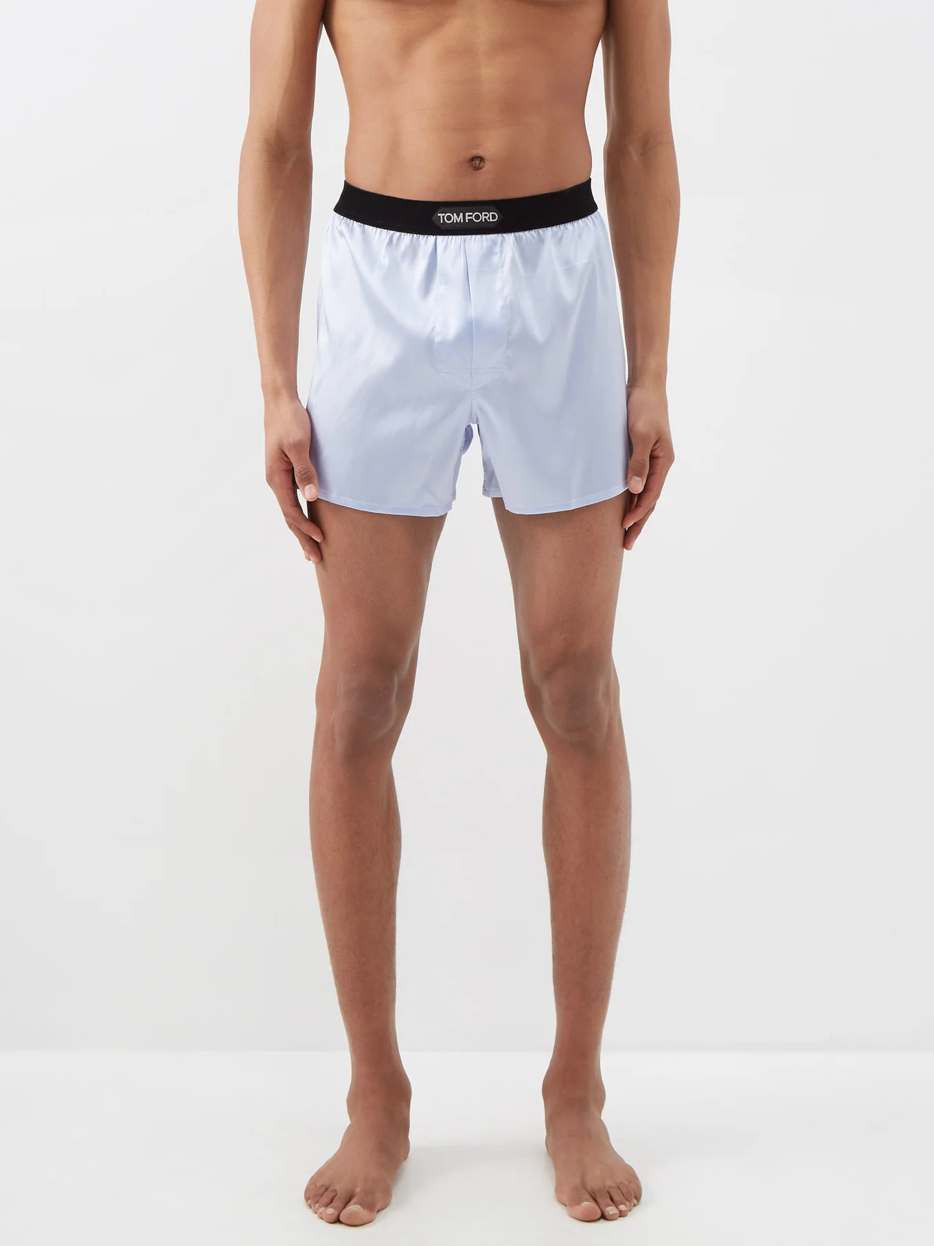 Logo-patch silk-blend boxer shorts | Matches (APAC)