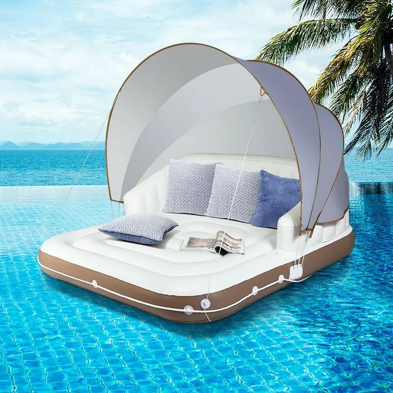 Costway Canopy Inflatable Pool Float Lounge Swimming Raft - Walmart.com | Walmart (US)