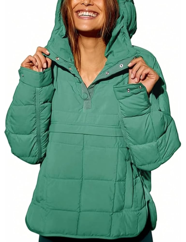 Women's Pullover Puffer Jacket Hooded Oversized Lightweight Quilted Jacket Winter Warm Padded Coa... | Amazon (US)