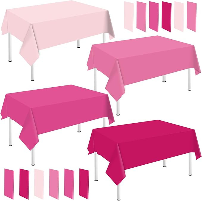 Whaline 16pcs Hot Pink Plastic Tablecloths, 54 x 108 Inch, Rectangular, Waterproof, Easy to Clean... | Amazon (US)
