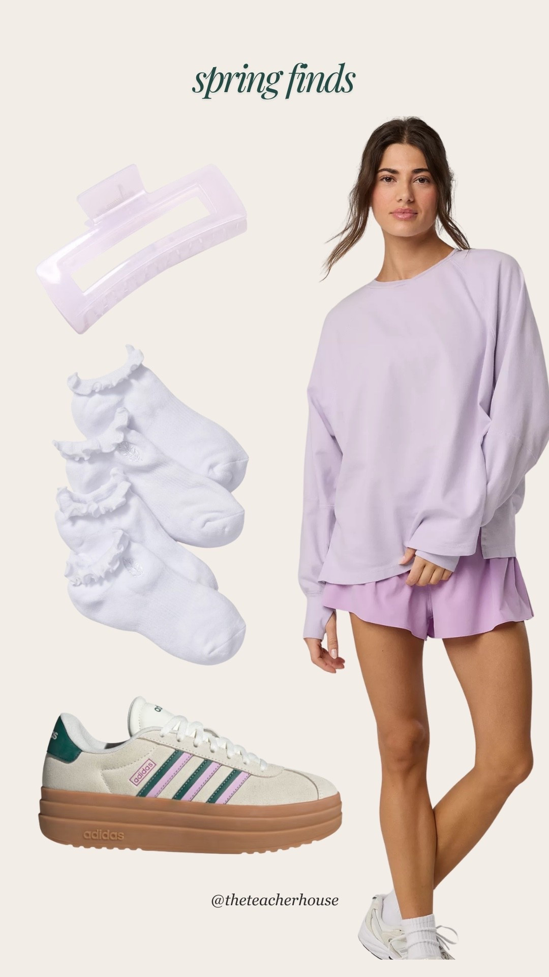 Adidas sneakers, ruffle socks, light purple set. Soooo cute  

#LTKmomlife #LTKootd #LTKSpringSale