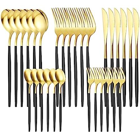 JASHII Matte Silverware Set, 24-Piece Stainless Steel Flatware Cutlery Set for 6, Ideal for Home Wed | Amazon (US)