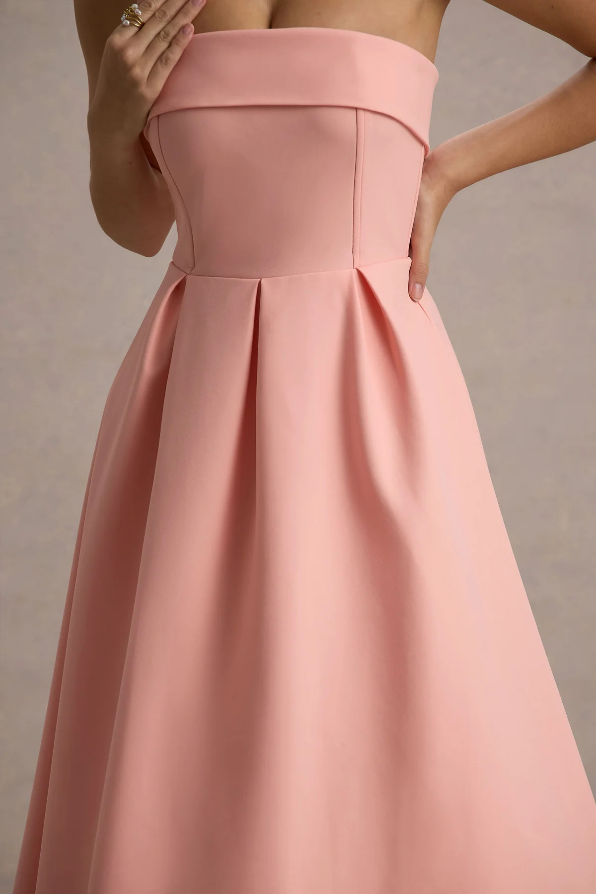 Annalise | Pink Bandeau Skater Midi Dress | Club L London