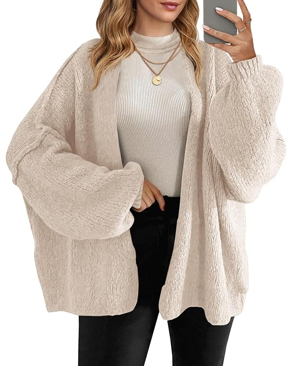 Saodimallsu Womens Oversized Cardigan Sweaters Open Front Chunky Knit Casual Long Lantern Sleeve ... | Amazon (US)