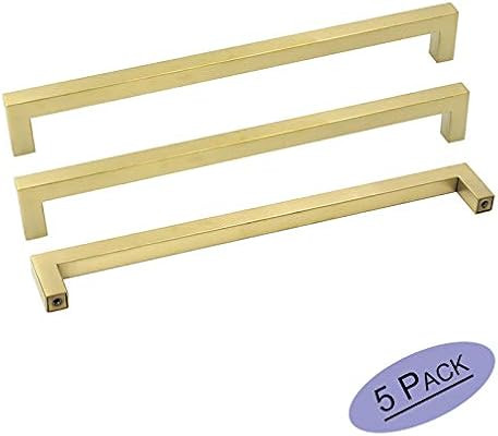 goldenwarm 5 Pack Gold Cabinet Pulls Brushed Brass Drawer Pulls - J12GD320 Gold Kitchen Cabinet H... | Amazon (US)